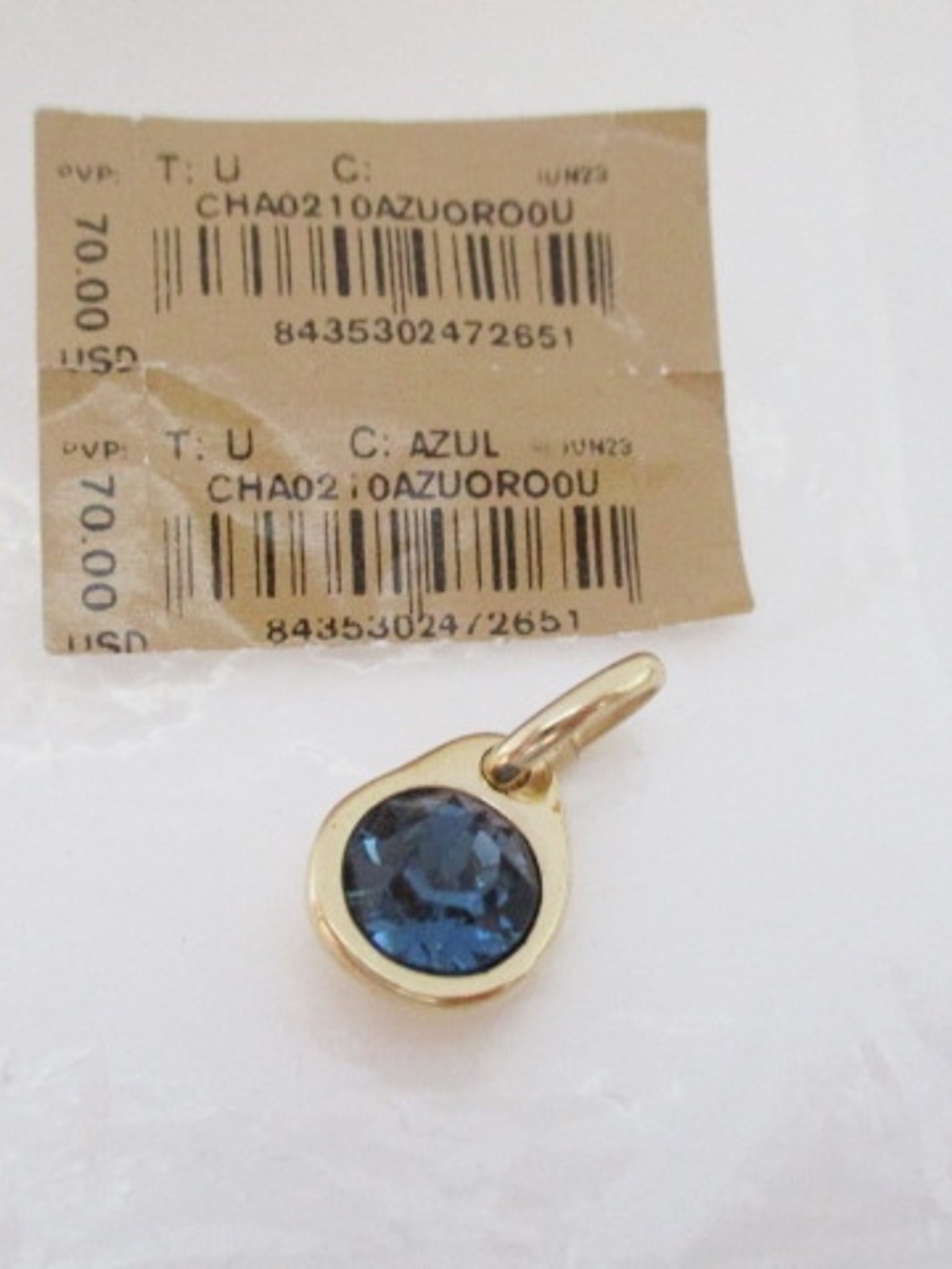 UNO DE 50 - Charm With Blue Crystal